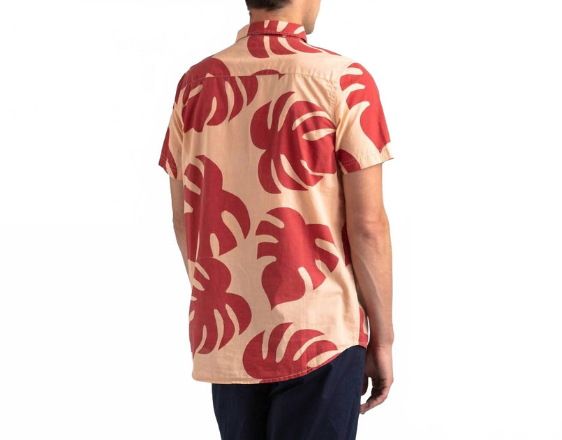 Banks Journal Fronds Woven Shirt Red Medium 3