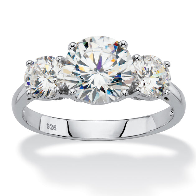 Palm 3 TCW Cubic Zirconia Silver Ring White US 6 2