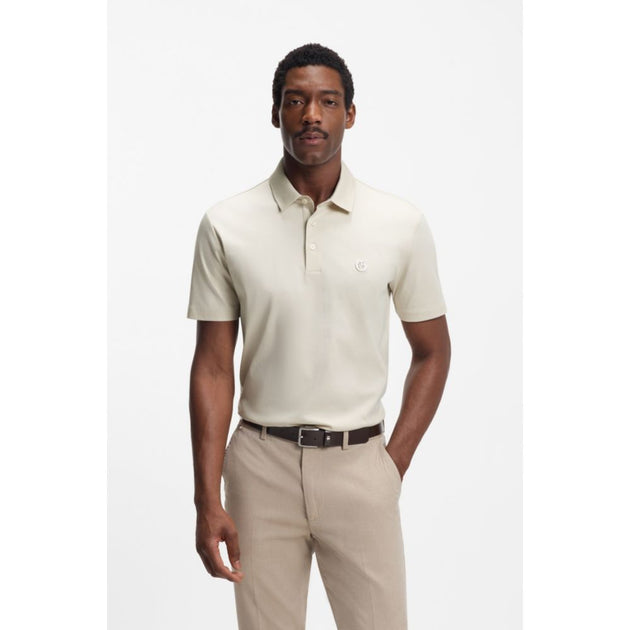 Boss Mercerized Cotton Polo Shirt White Small 4