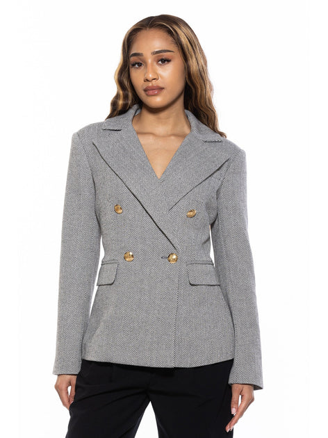 Alexia Admor Farrah Tweed Blazer Grau US 6 2