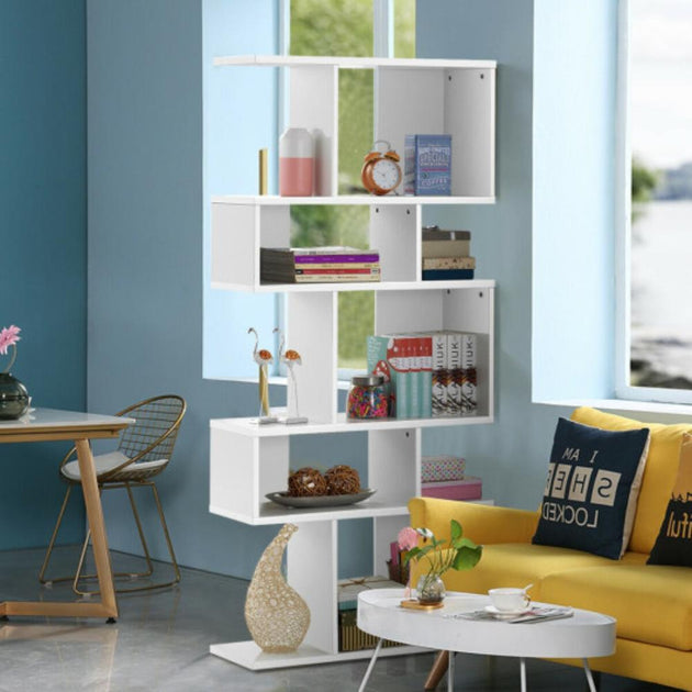 Hivvago 5 Cubes Ladder Shelf Corner Bookshelf White 3