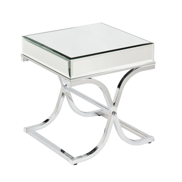 Hivvago 22-inch Silver Mirrored Glass Square End Table 2
