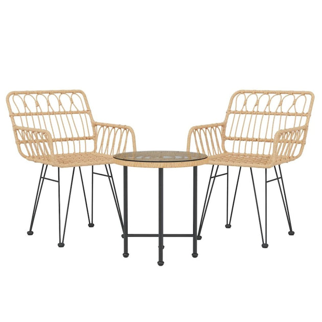 VidaXL 3 Piece Patio Dining Set Poly Rattan 6