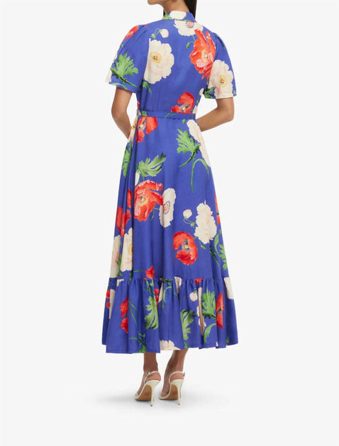 LEO LIN Becca Kurzarm Midi Kleid Multi US 2 4