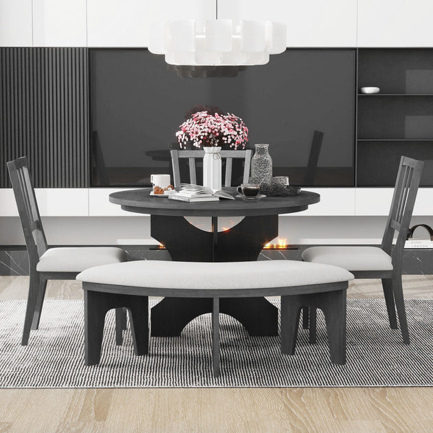 Streamdale Rustic Charm 5-Piece Dining Set with Bench Natural 4