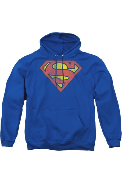 Gildan DC Comics Retro Supes Logo Distressed Hoodie Blue Medium 2