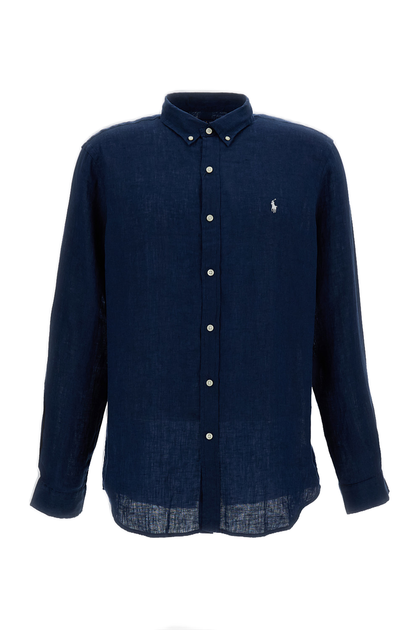 Ralph Lauren Polo Linen Button-Down Shirt Blue Medium 2