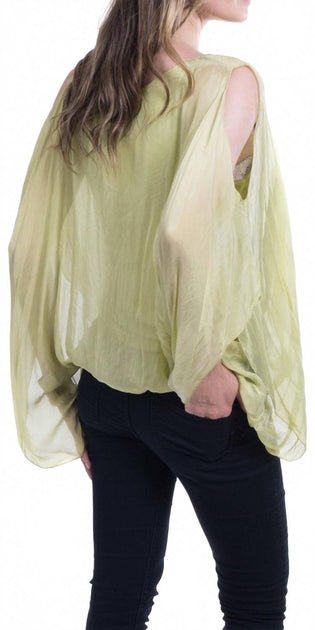 GIGI MODA Seta Spalla Blouse Green One Size 3
