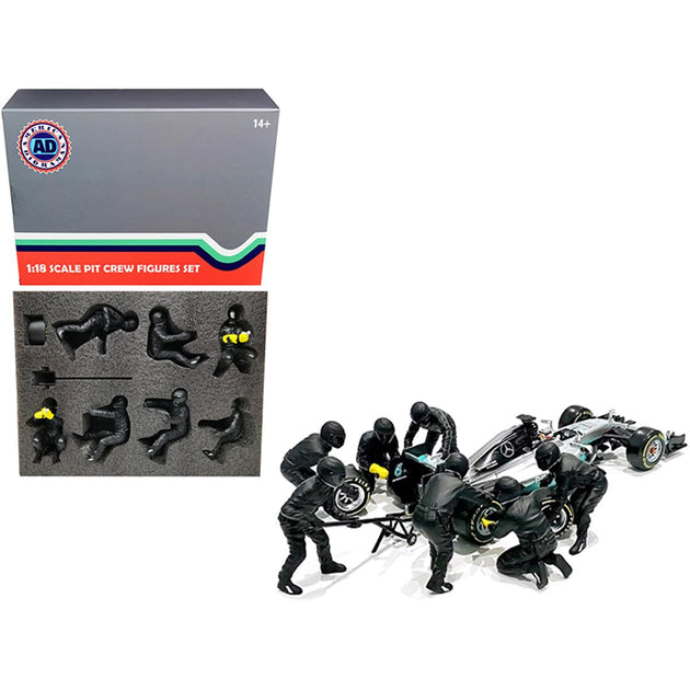 American Diorama Ensemble de figurines stand F1 Noir 1:18 2