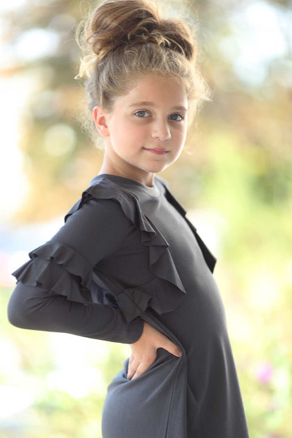 Hannah Banana Mädchen Strickkleid Grau US 8 4