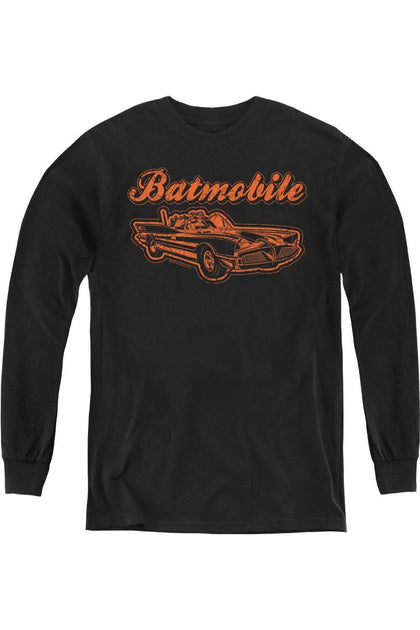 Gildan Batman Batmobile Youth Long Sleeve Tee Black Medium 2