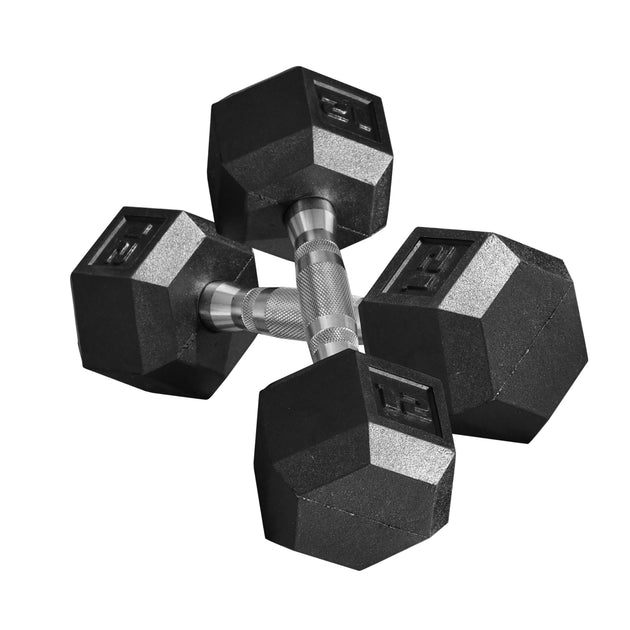 Hivvago Hex Rubber Hantelset Schwarz 12lb 2