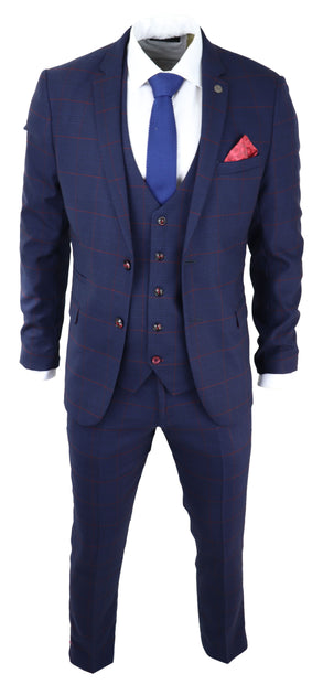 Marc Darcy Edinson 3 Piece Suit Navy Check US 34 Regular 4