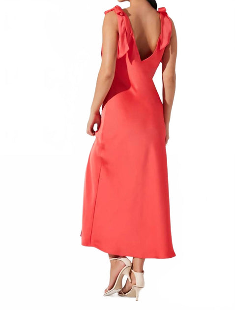 allexina satin midi dress ASTR Allexina Satin Midi Dress In Coral
