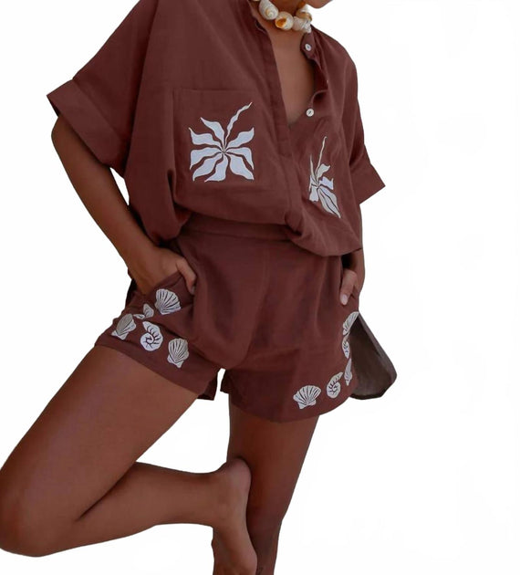 Palm Collective Elise High Rise Shorts Brown Medium 2