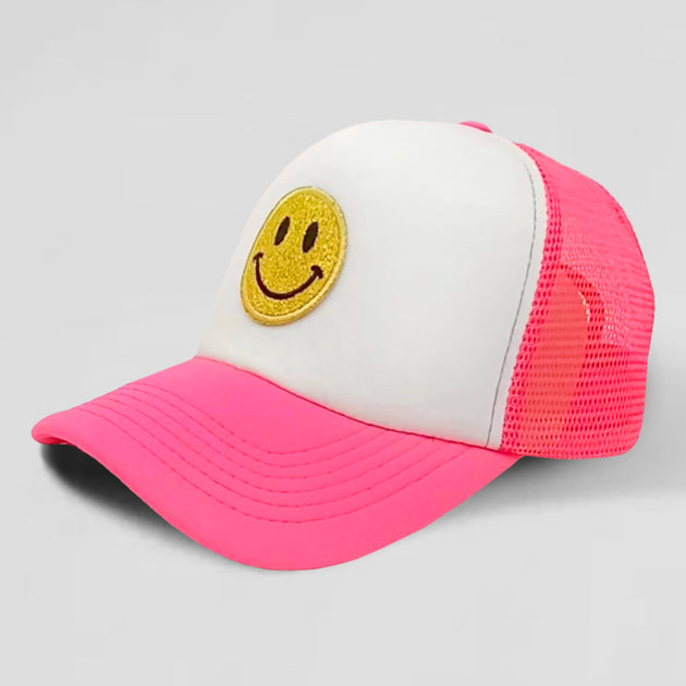 FASHNZFAB Lächeln Akzent Mesh-Rücken Baseballmütze Pink 5