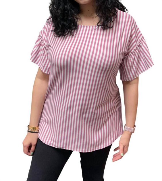 Sew In Love Stripe Ruffle Top Pink Medium 2
