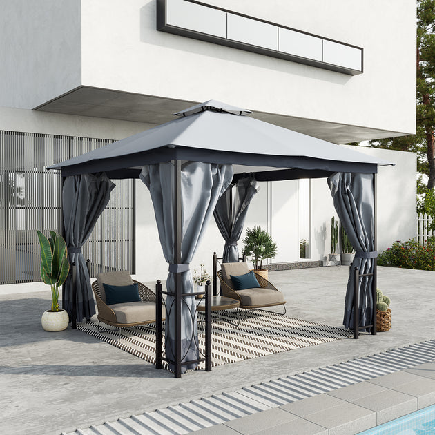 Hivvago Garden & Patio 13' x 11' Gazebo Gray 3