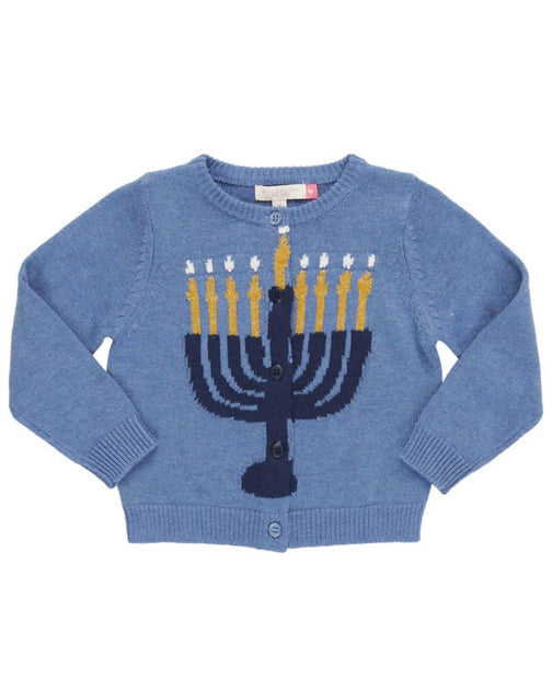 Pink Chicken Girls' Menorah Maude Sweater Blue US 2 2