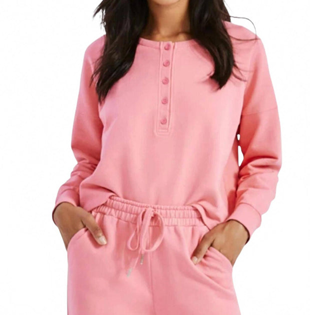SOMETHING NAVY Henley Sweatshirt Pink XXLarge 2
