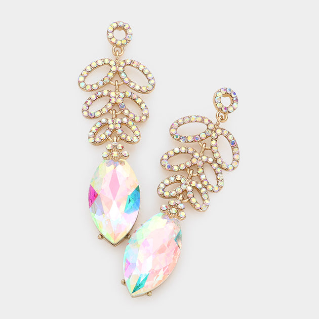FASHNZFAB Marquise Accented Dangle Earrings Pink 3