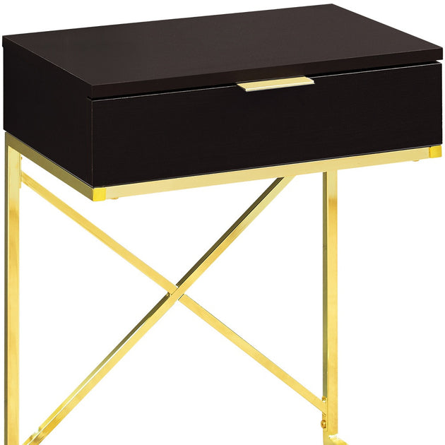 Hivvago End Table Gold/Black 24in 4