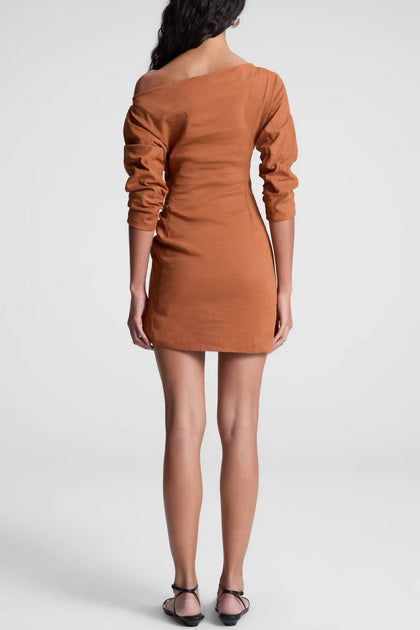 A.L.C. Sona Linen Mini Dress Brown US 4 3