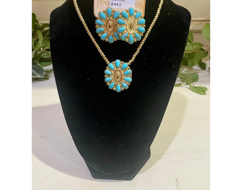 Pink Panache Concho Choker Necklace Blue One Size 4