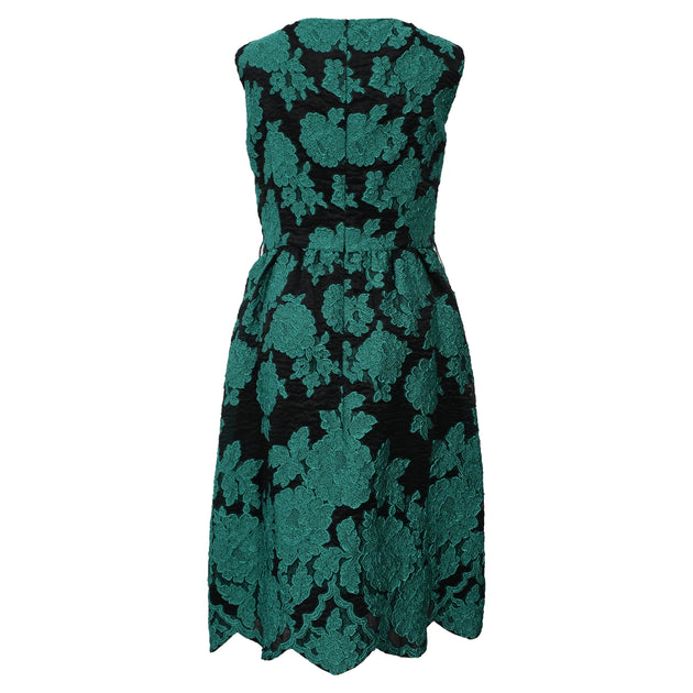 Escada Floral Lace Detail Mini Sleeveless Dress in Green Polyester