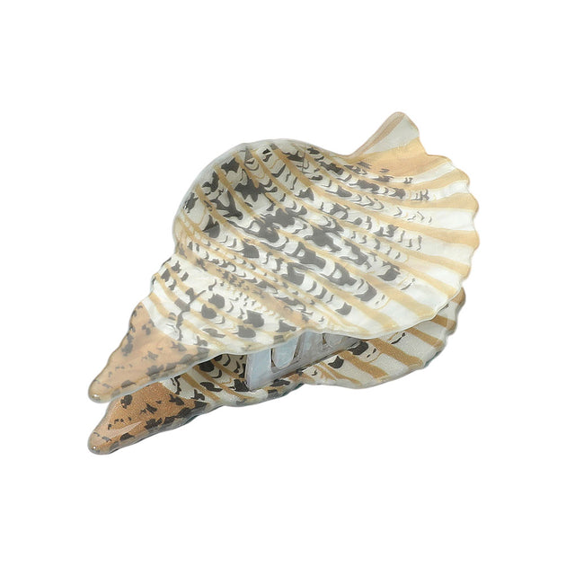 FASHNZFAB Trumpet Sea Shell Hair Claw Clip Beige 3
