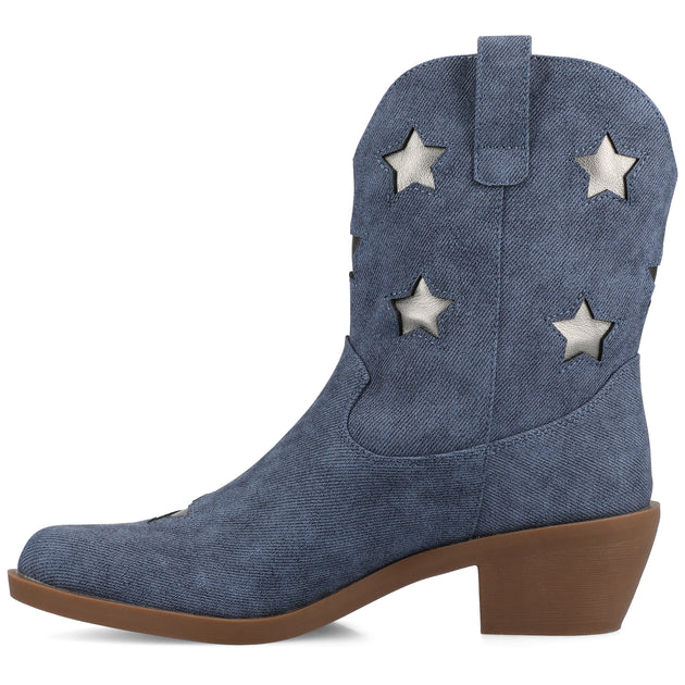 Journee Collection Underwood Western Ankle Booties Multi US 6.5 3
