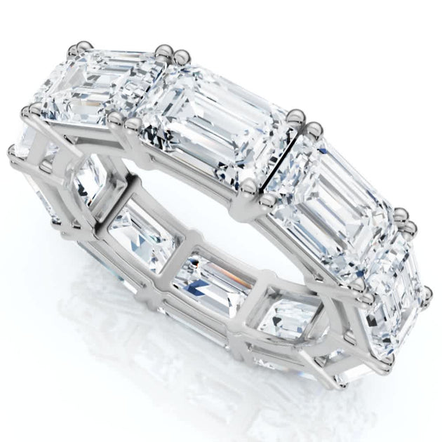 Pompeii3 10Ct Emerald Cut Diamond Eternity Ring White Gold US 8 5