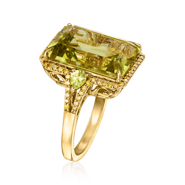 Ross-Simons Lemon Quartz Ring Green Yellow Gold US 8 4