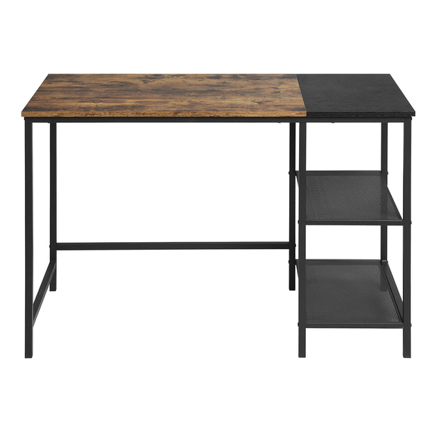 Hivvago 43" Brown and Black Wood and Metal H-Shape Computer Desk 3