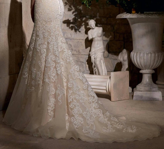 Morilee Lace Embroidered Wedding Gown Beige US 12 4