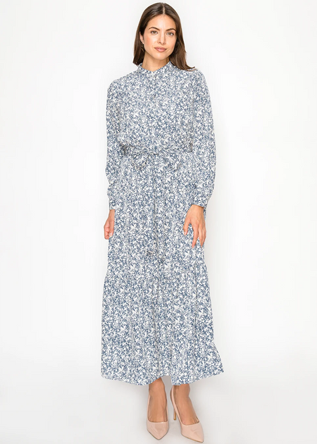 Yal New York Tiered Maxi Dress Navy Small 2