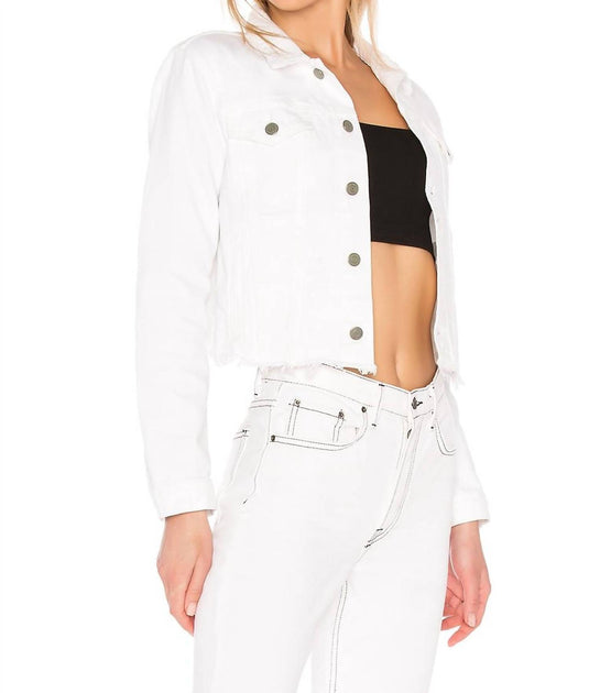 GRLFRND Cara Cropped Denim Jacket White Large 3