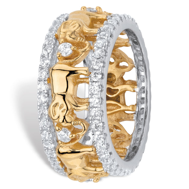 Palm 1.40 TCW CZ Gold-Plated Elephant Ring Orange US 7 3