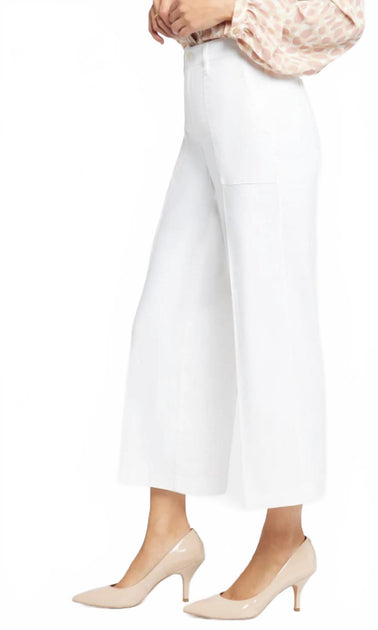 NYDJ Wide Leg Cargo Cropped Pants White 33 4