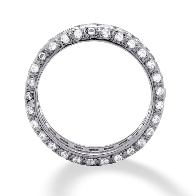 Palm 4.17 TCW Cubic Zirconia Eternity Ring Silver US 10 3