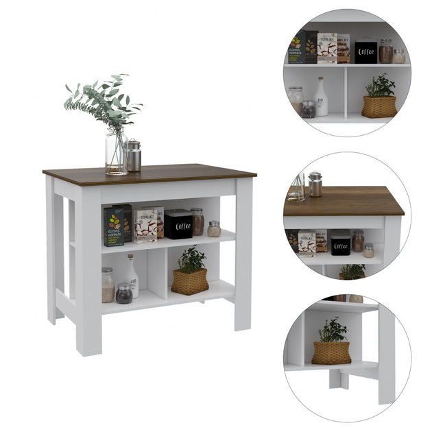 Hivvago Kitchen Island White and Caramel 4