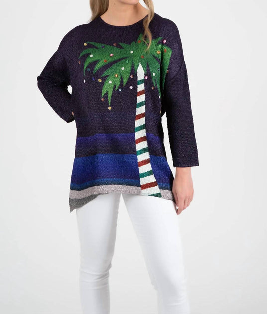 Berek Holiday Palms Long Sleeve Tunic Purple One Size 2