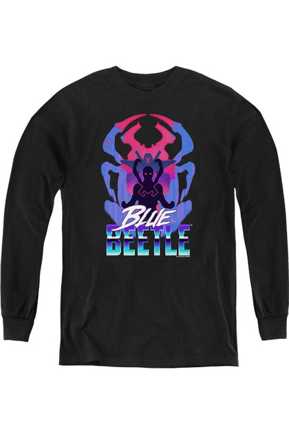 Gildan Blue Beetle 2023 Silhouette Jugend Langarm Sweatshirt Schwarz Medium 2