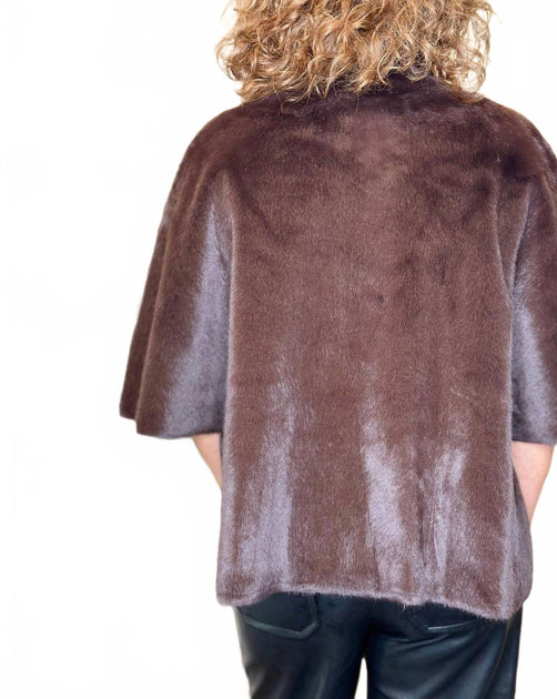 LOVE TOKEN Violet Topper Kunstfelljacke Braun Large 4