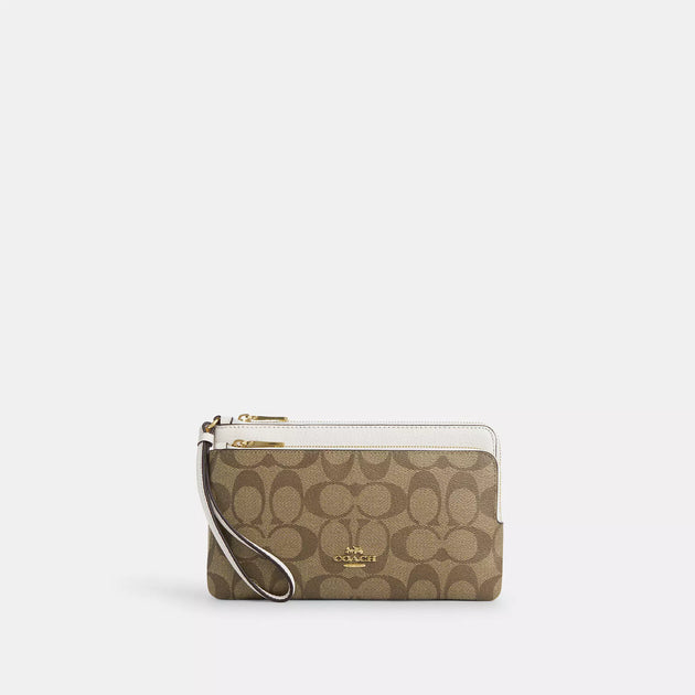 Coach Outlet Double Zip Wallet In Signature Canvas ShopSimon