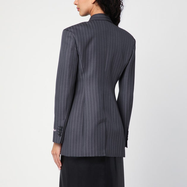 Off White Off- Single-Breasted Pinstripe Jacket | ShopSimon
