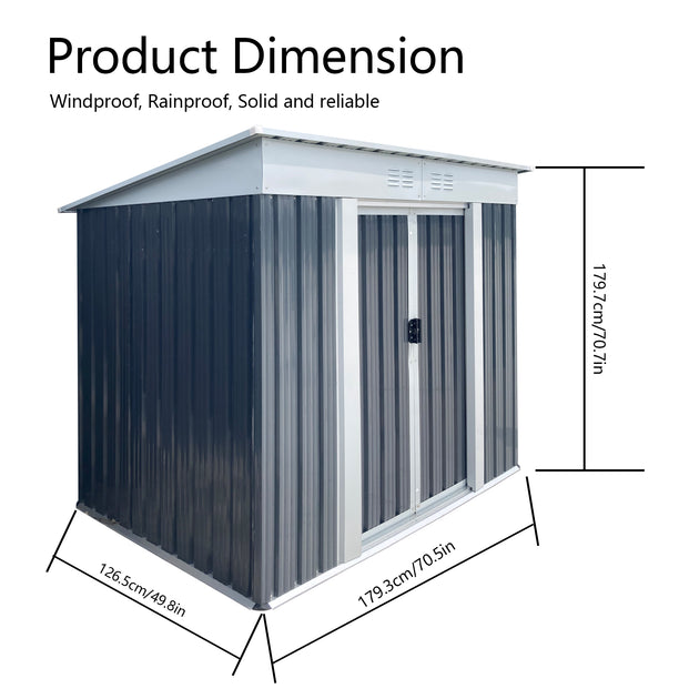 Streamdale Outdoor Storage Shed 6FTx4FT Grey 3