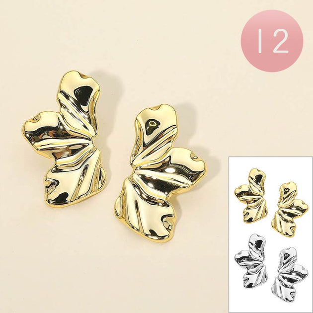 FASHNZFAB 12Pairs Abstract Petal Earrings Gold Silver 2