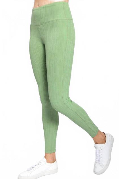 mono b Tactel Textured Lines Leggings Green Medium 3