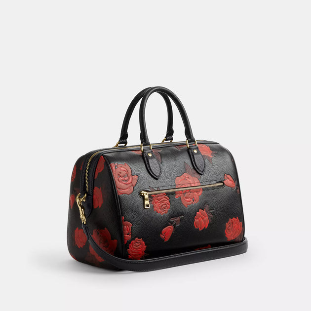 coach black and red backpack floral Outlet Rowan Large Satchel Bag With Print New Items 2025 Model:RIC76HMF top closure fabric lining Is This The Best